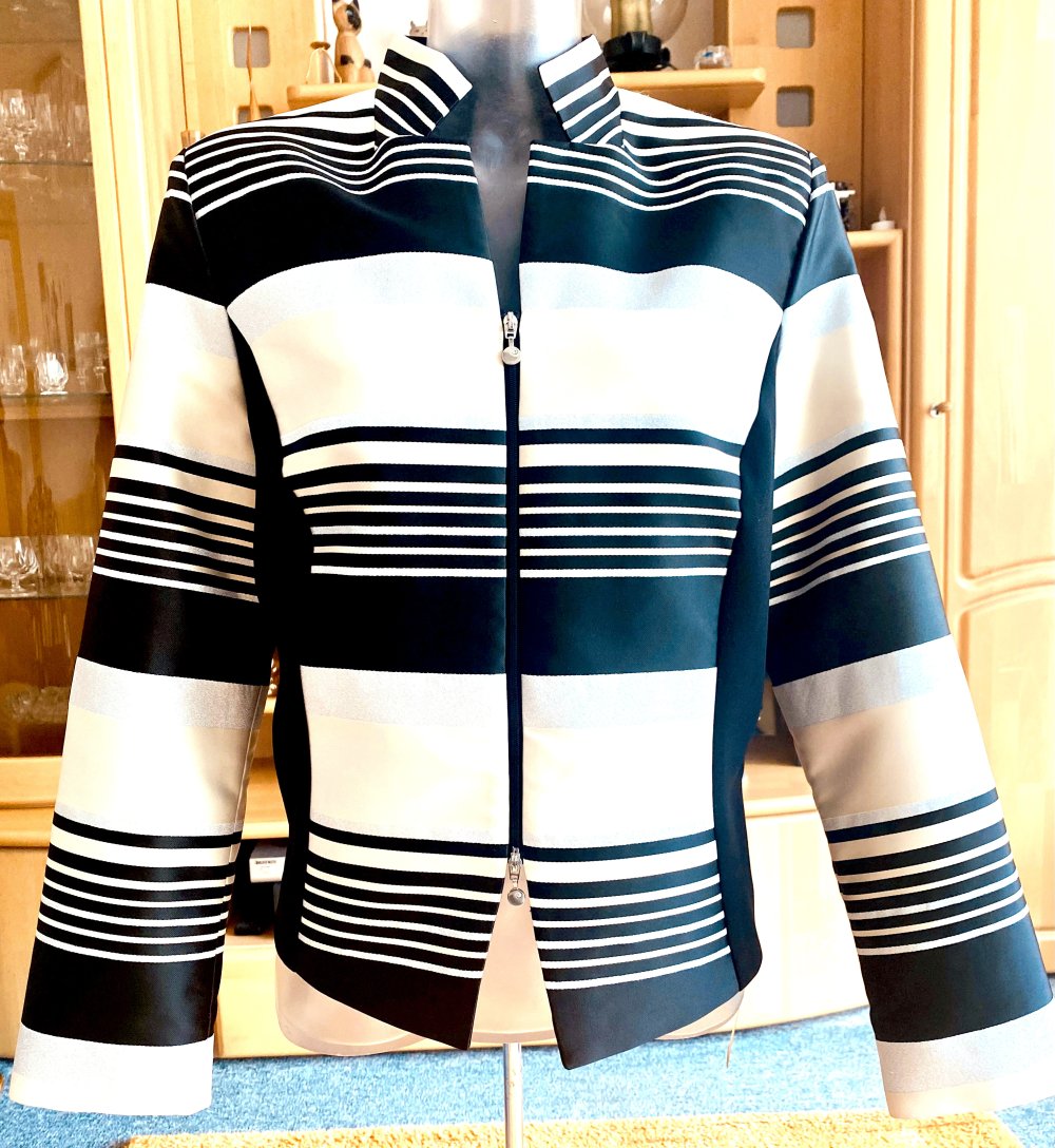 NEU Damen Blazer Jacke Gr.40 von select by Hermann Lange Eleganz in Schwarz/Creme/Silber P.189,90 €