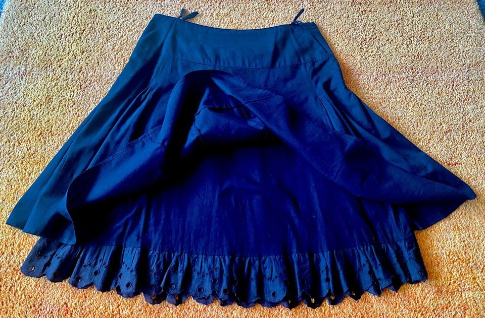 Damen Rock im Lagenlook mit Spitze, Gr.40 Schwarz Casa Blanca 