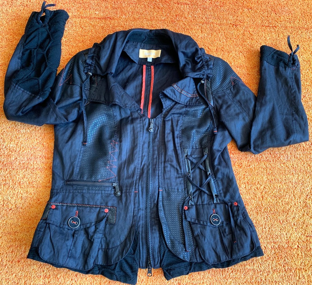 Damen Jacke Blazer Lagenlook Gr.42 in Schwarz/Rot von Biba 