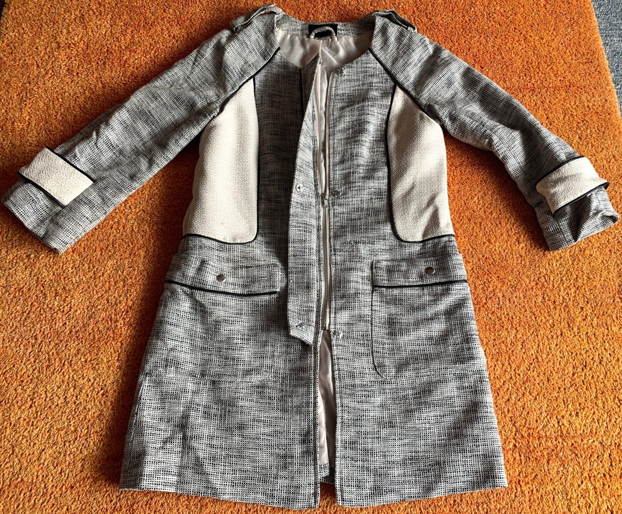Damen Mantel Übergangsmantel Gr.38 Creme-Schwarz von H&M 