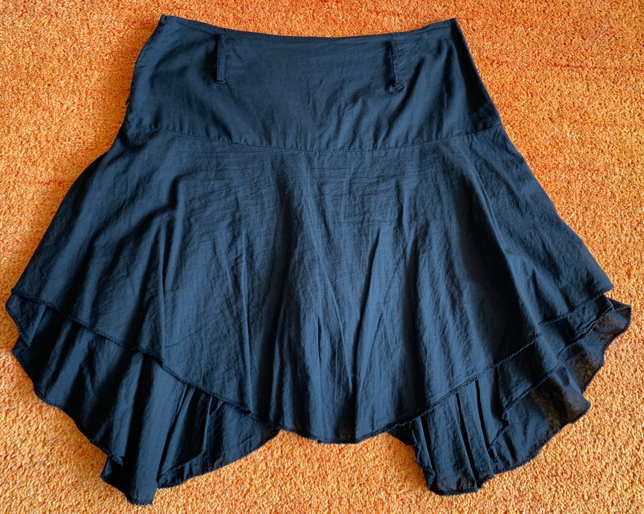 Damen Lagenlook-Rock zipfelig mit Stickerei Gr.L Schwarz