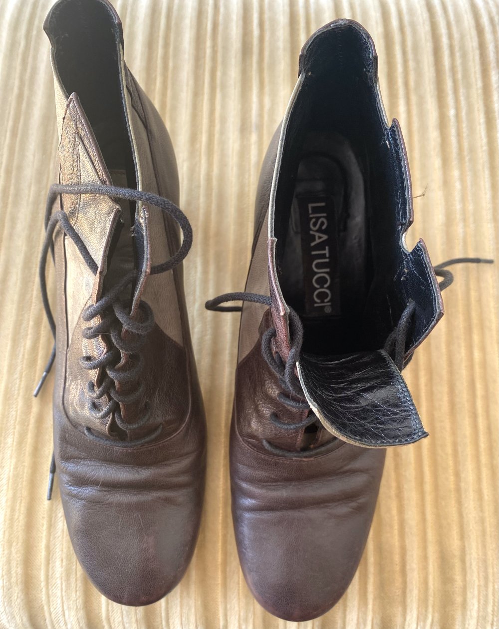 Damen Stiefelette Schuhe mit Schnürung Gr.38,5 in Braun/Beige von Lisa Tucci 