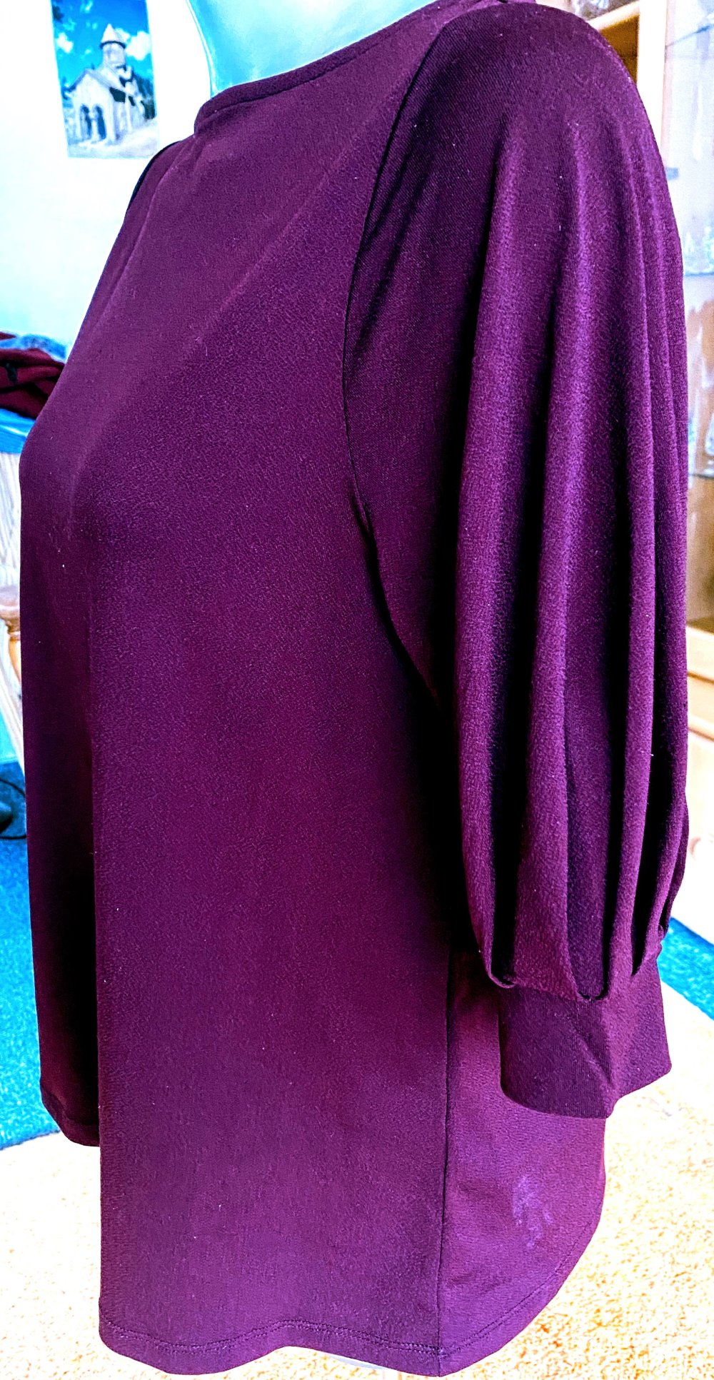 Damen Stretch Pullover Shirt Gr.S Bordeaux von H&M 