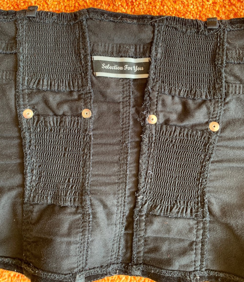 Damen Korsage Glitzerknöpfe & Satinband Gr.S in Schwarz von Selection For You 