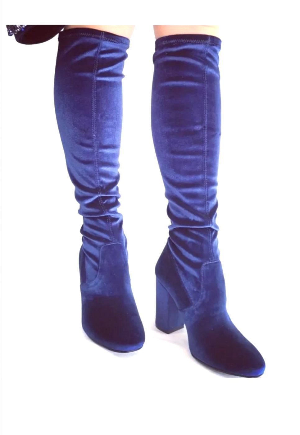 NEU Damen Overknee Stiefel Schuhe Samt Gr.40 in Blau von Fiore P.119€ 