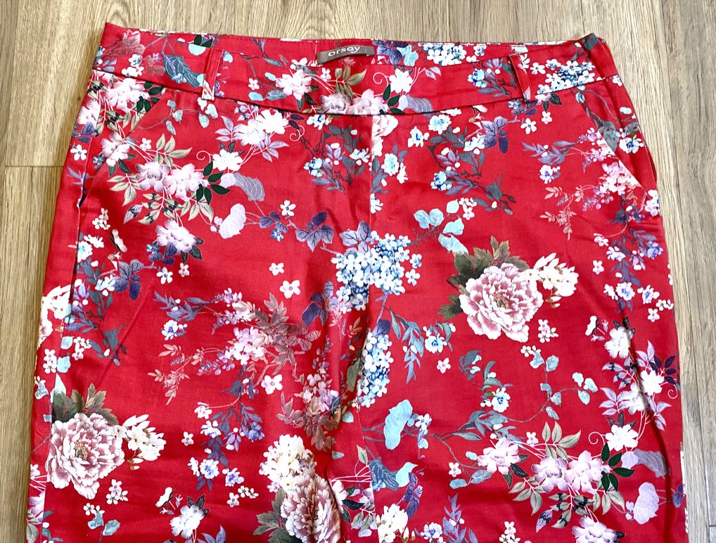 Damen Sommer Hose Stretch mit Floralprint Gr.40 in Rot/Bunt von Orsay 7/8-Länge 