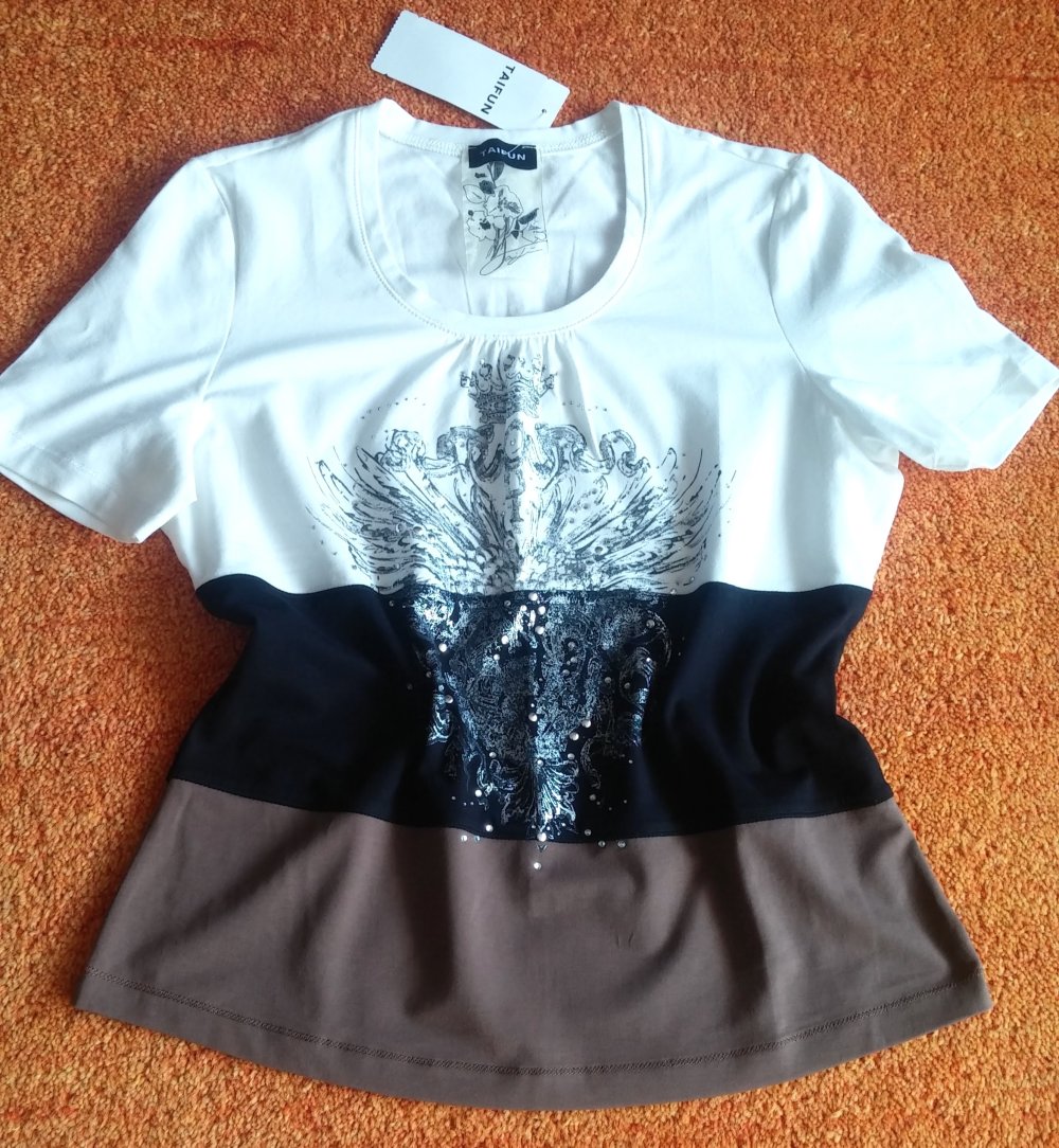 NEU Damen Shirt Sommer Jersey mit Glitzer & Metallplättchen Gr.40 Taifun P.35,95€