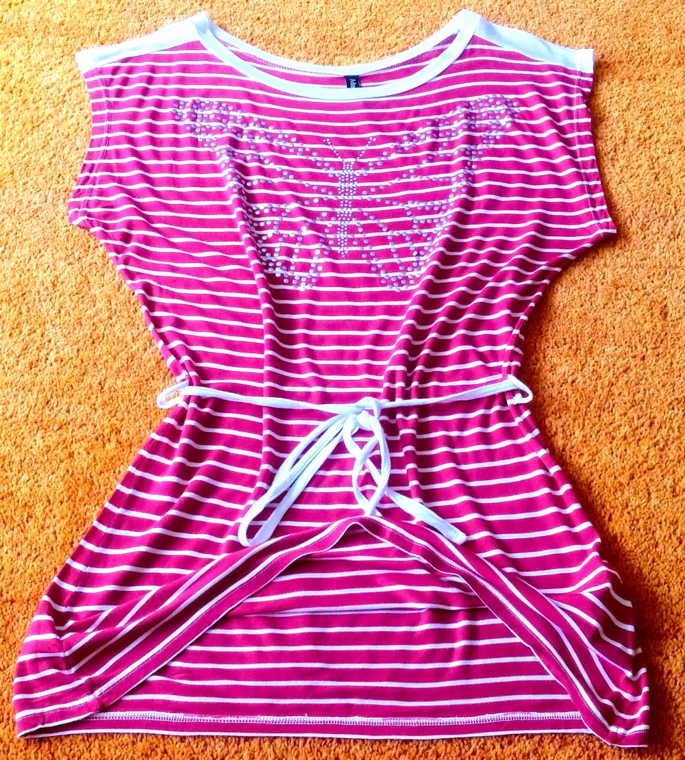 Damen Sommer Kleid Tunika Gr.M gestreift in Pink/Weiß von Madonna