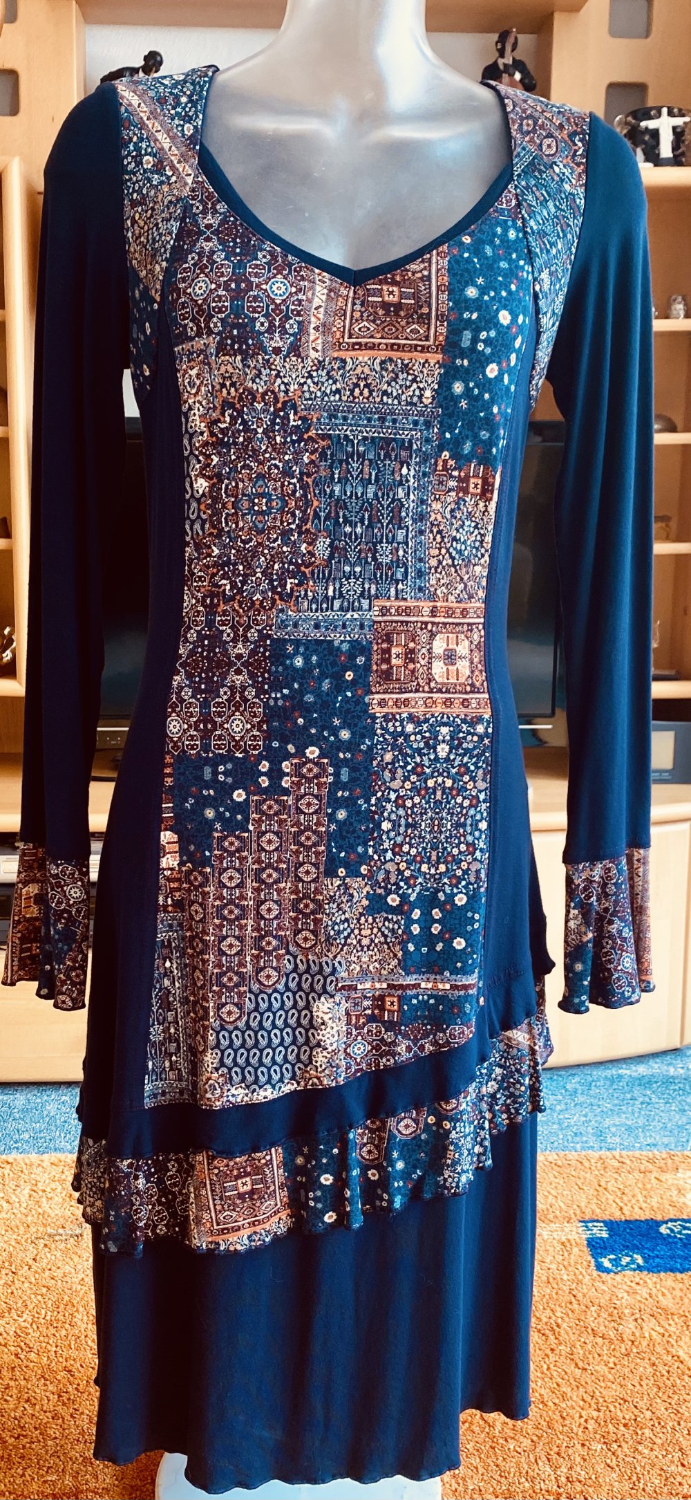 NEU Damen Kleid Jersey im Lagenlook Gr.38 in Dunkelblau/Bunt von Linea Tesini P.79,95€