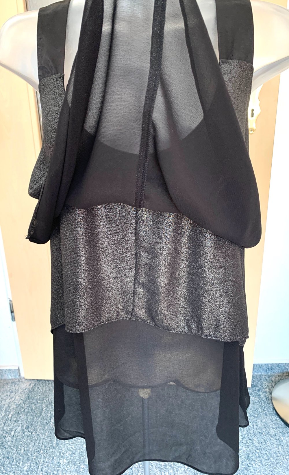 Damen Bluse Abend Lagenlook mit Volants Gr.M in Schwarz NW 