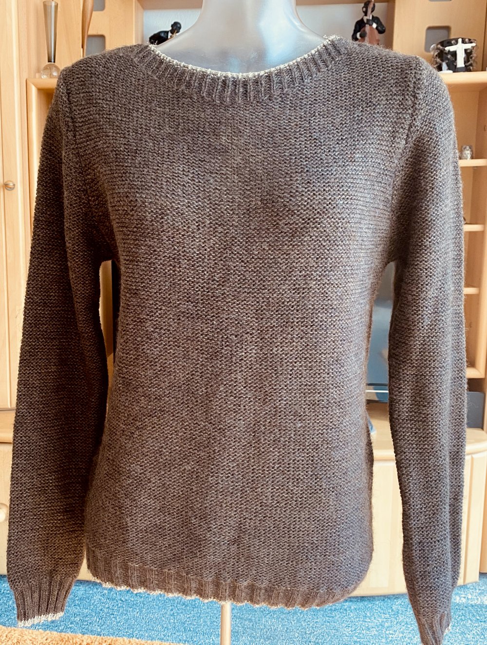 NEU Damen Pullover Wolle Strick Gr.38 Braun/Gold Edler Glitzer-Look