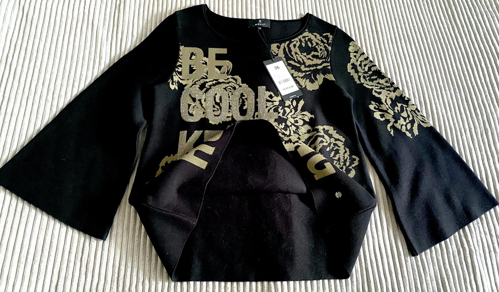 NEU Damen Pullover mit Glitzer-Motiv Gr.36 in Schwarz von Monari P.99,99€ 