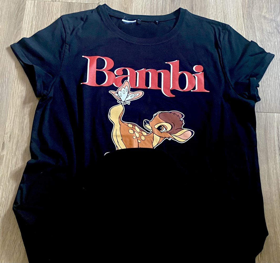 Damen Shirt sommerlich mit Print Gr.M Schwarz/Rot Bambi NW