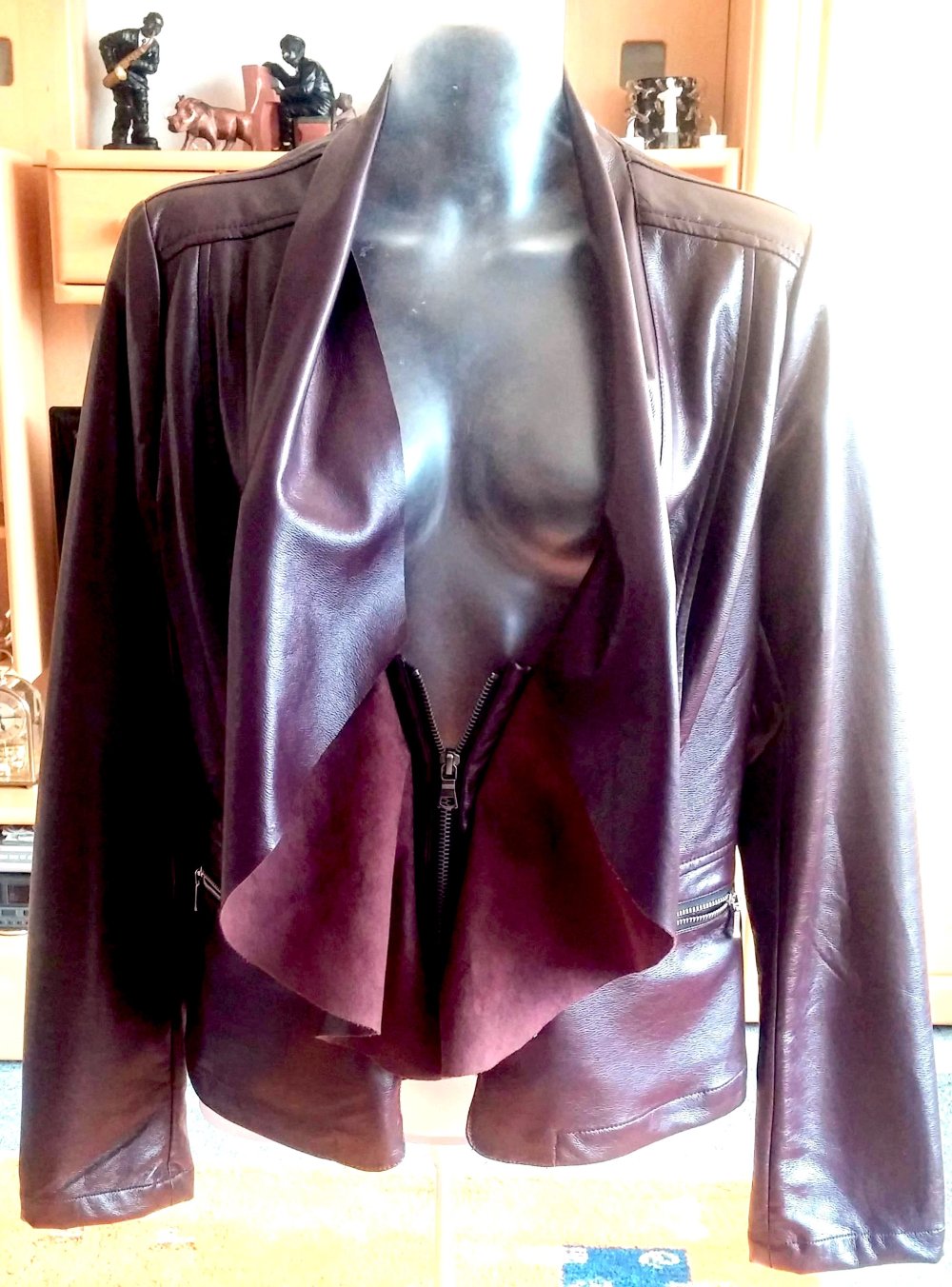 NEU Damen Jacke im edlen Leder-Look Gr.38 in Schokobraun 