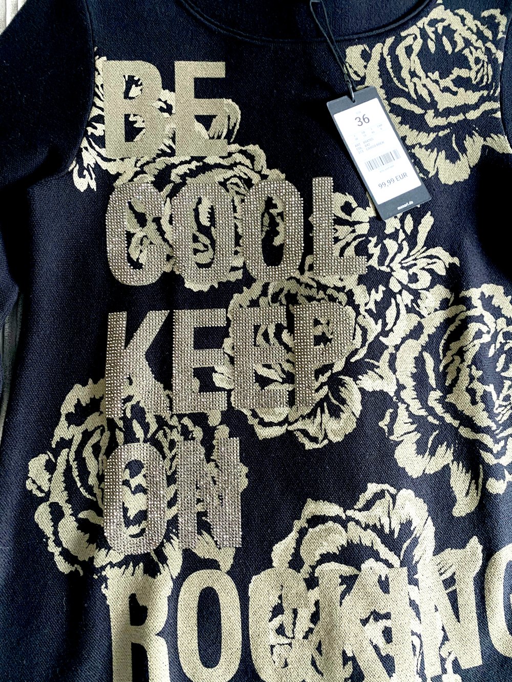 NEU Damen Pullover mit Glitzer-Motiv Gr.36 in Schwarz von Monari P.99,99€ 