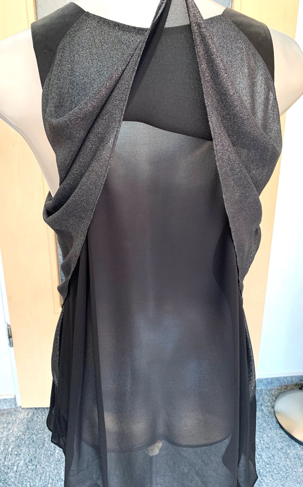 Damen Bluse Abend Lagenlook mit Volants Gr.M in Schwarz NW 