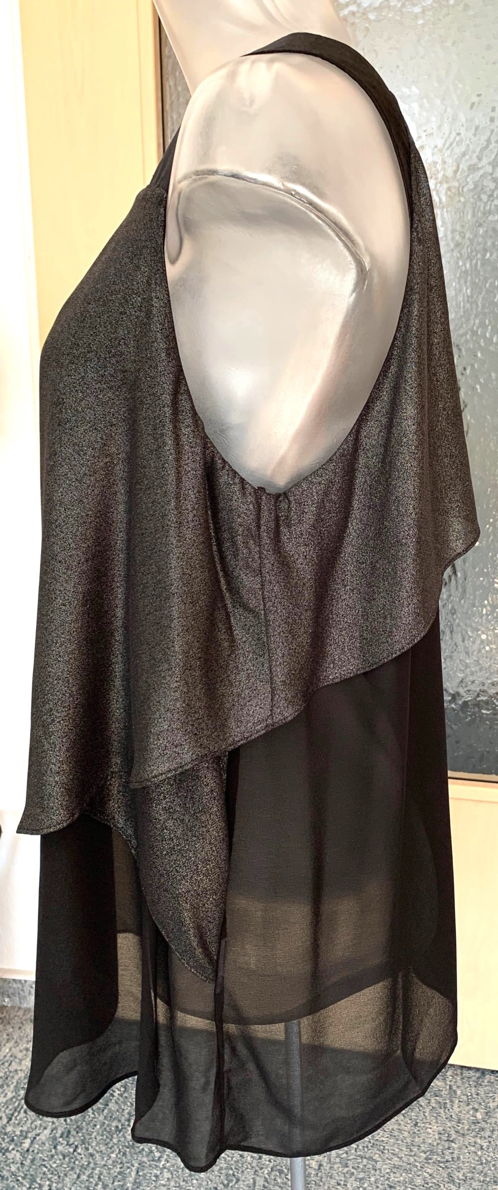 Damen Bluse Abend Lagenlook mit Volants Gr.M in Schwarz NW 