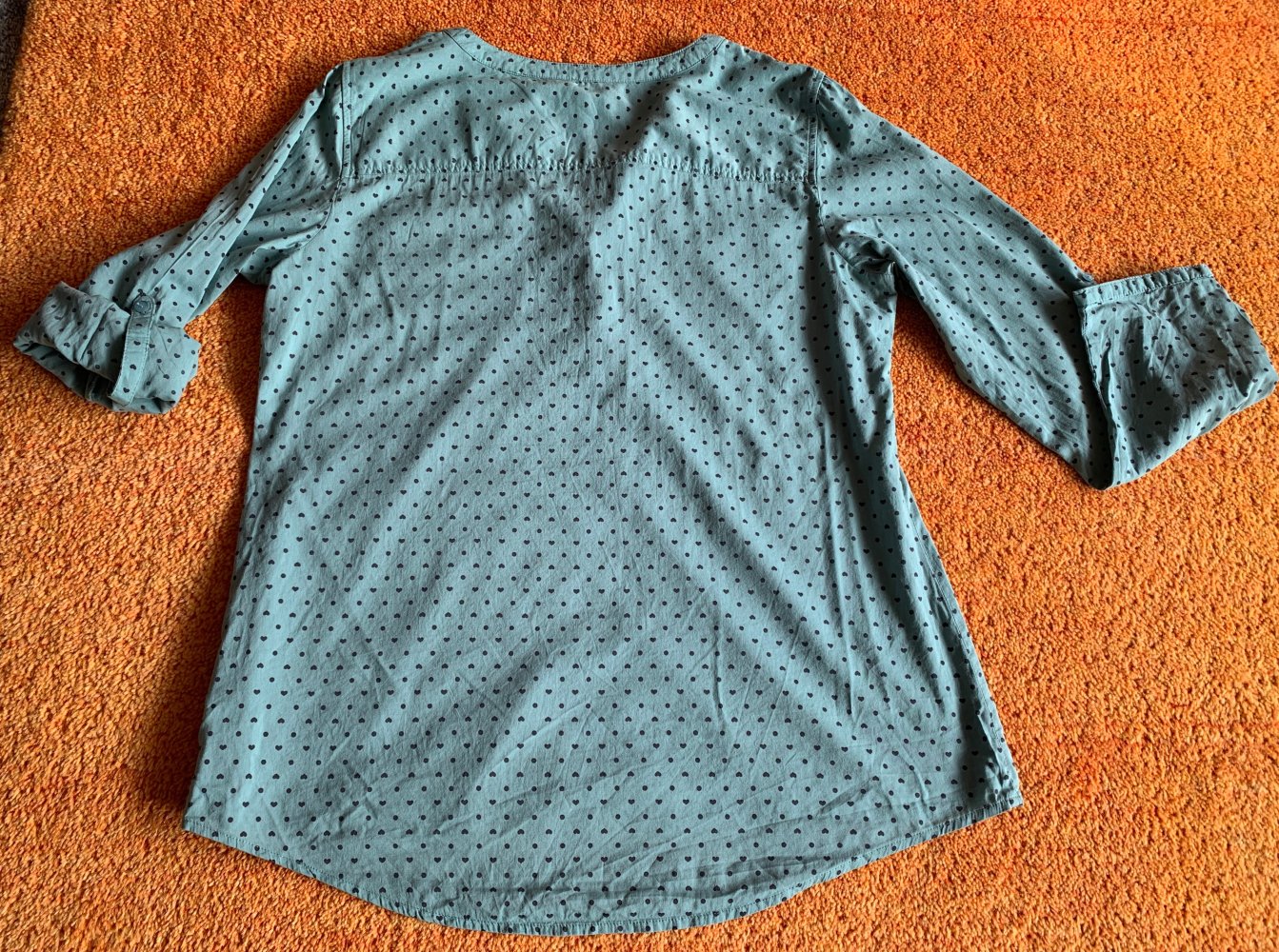Tom Tailor Damen Bluse / Hemd Gr.44 Grün mit schwarzen Herzen 