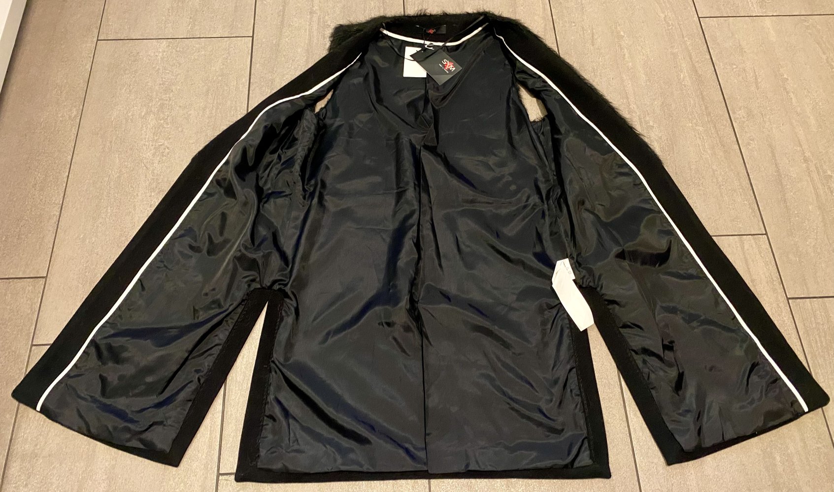 NEU Damen Mantel Elegante lange Damenweste mit Felloptik Gr.36 in Schwarz P.139,95€ 