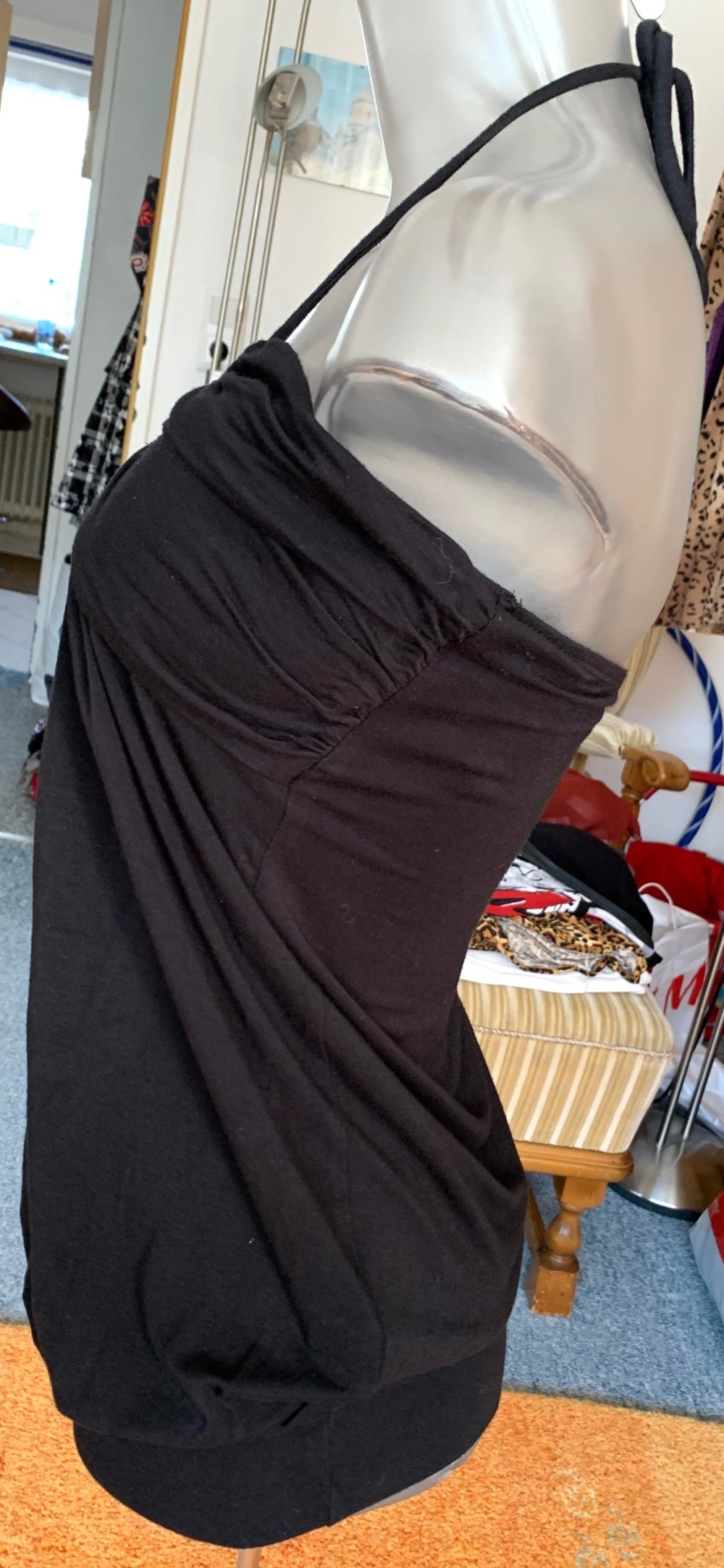Damen Tunika Shirt Jersey Schulterfrei Gr.36 Schwarz von Amisu
