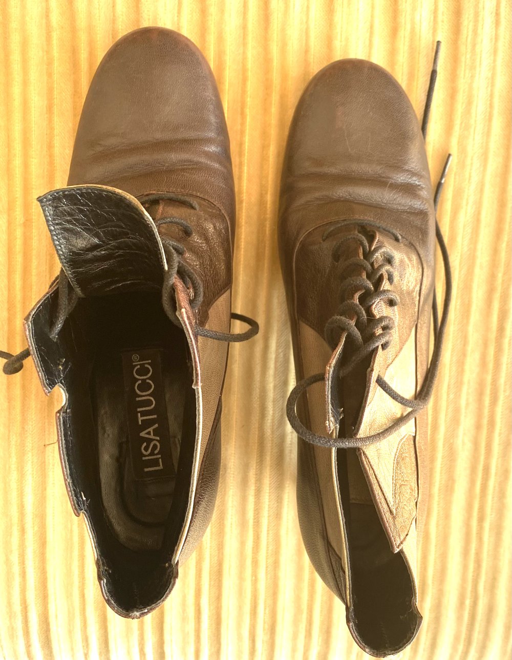 Damen Stiefelette Schuhe mit Schnürung Gr.38,5 in Braun/Beige von Lisa Tucci 
