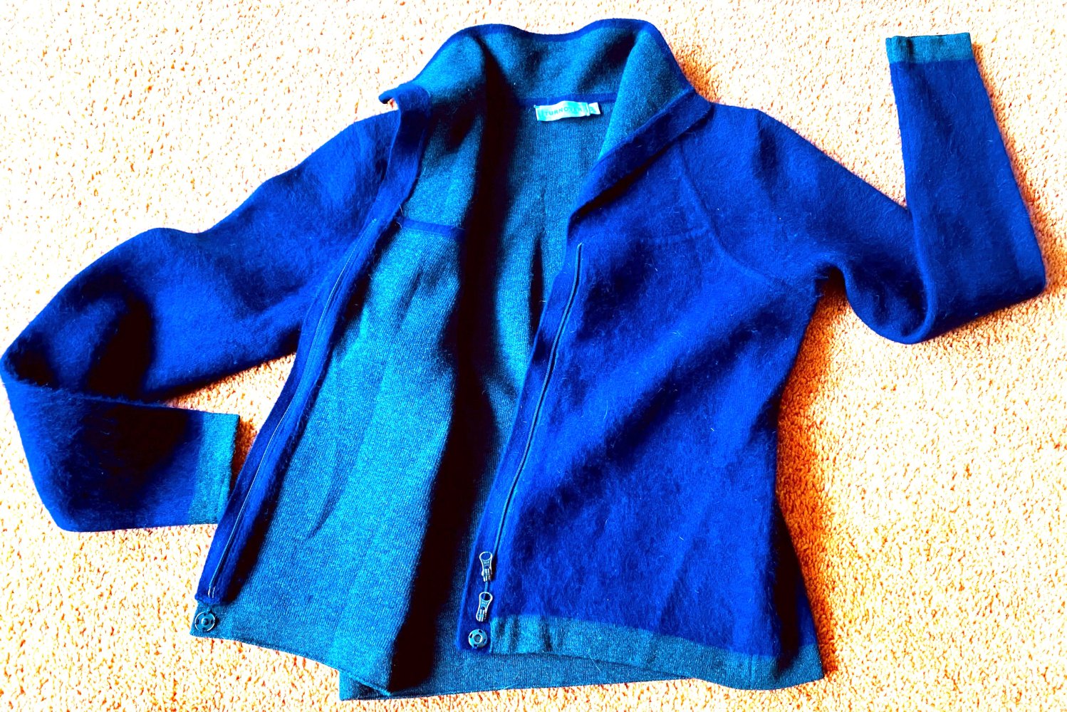 Damen Jacke Strickjacke aus Angora-Mix Gr.XS in Violett/Grau von Turnover NW 