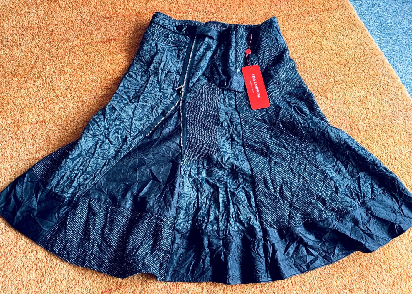 NEU Damen Rock Wollrock Asymmetrisches Design Gr.38 Schwarz/Grau/Braun Lisa Campione P.ca.120€ 