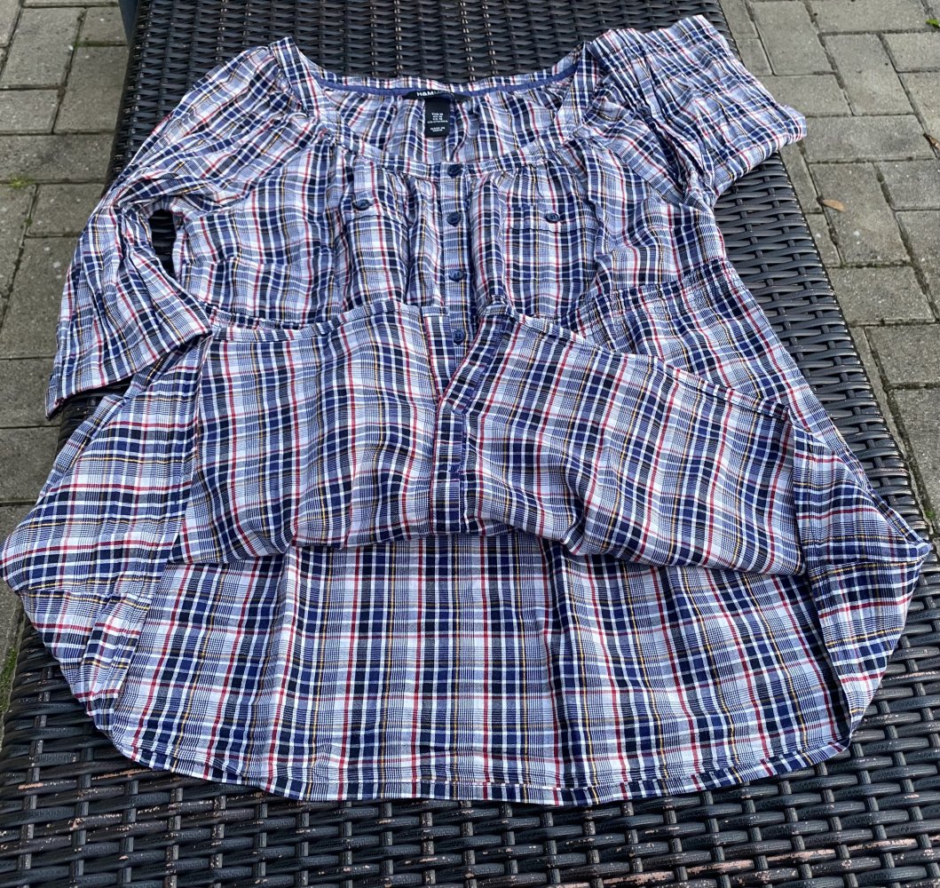 Damen Bluse Sommer Empire Crash Gr.M Bunt kariert von H&M Mama
