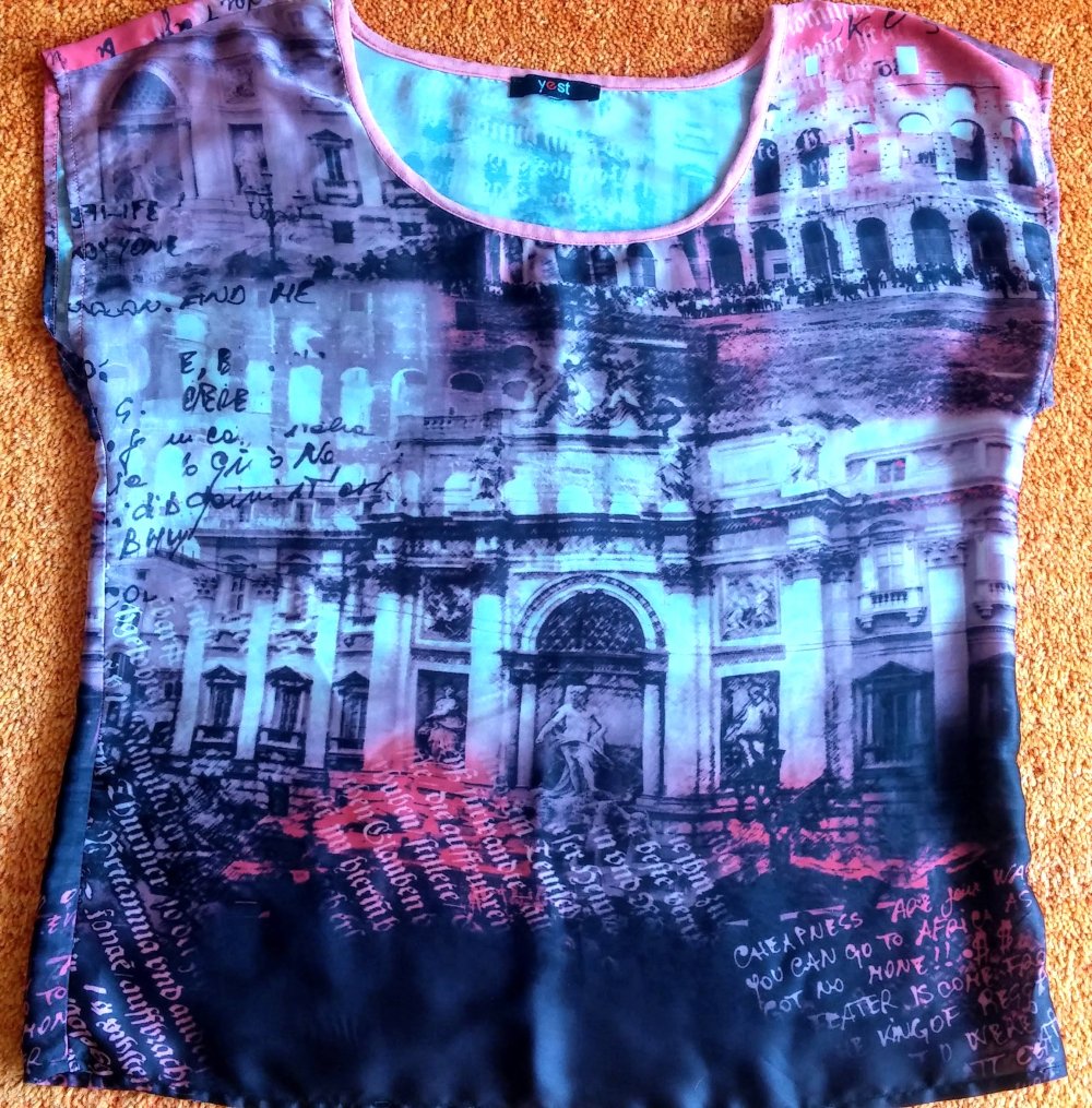 Damen Shirt Sommer Bluse mit Print Gr.M Rosa/Bunt Yest NW ???? 