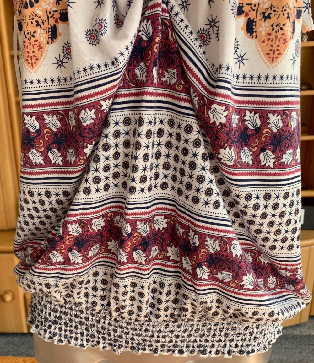 Damen Shirt Sommer Top mit Trägern Gr.38 Bunt (Creme/Rot/Schwarz) Blind Date 