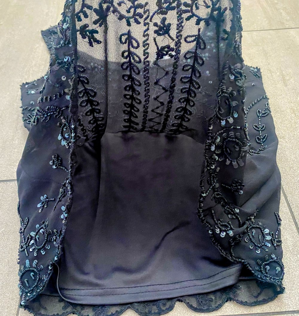 NEU Damen Shirt Sexy Abend Top aus Seide mit Glitzer Gr.S Schwarz Malvin 