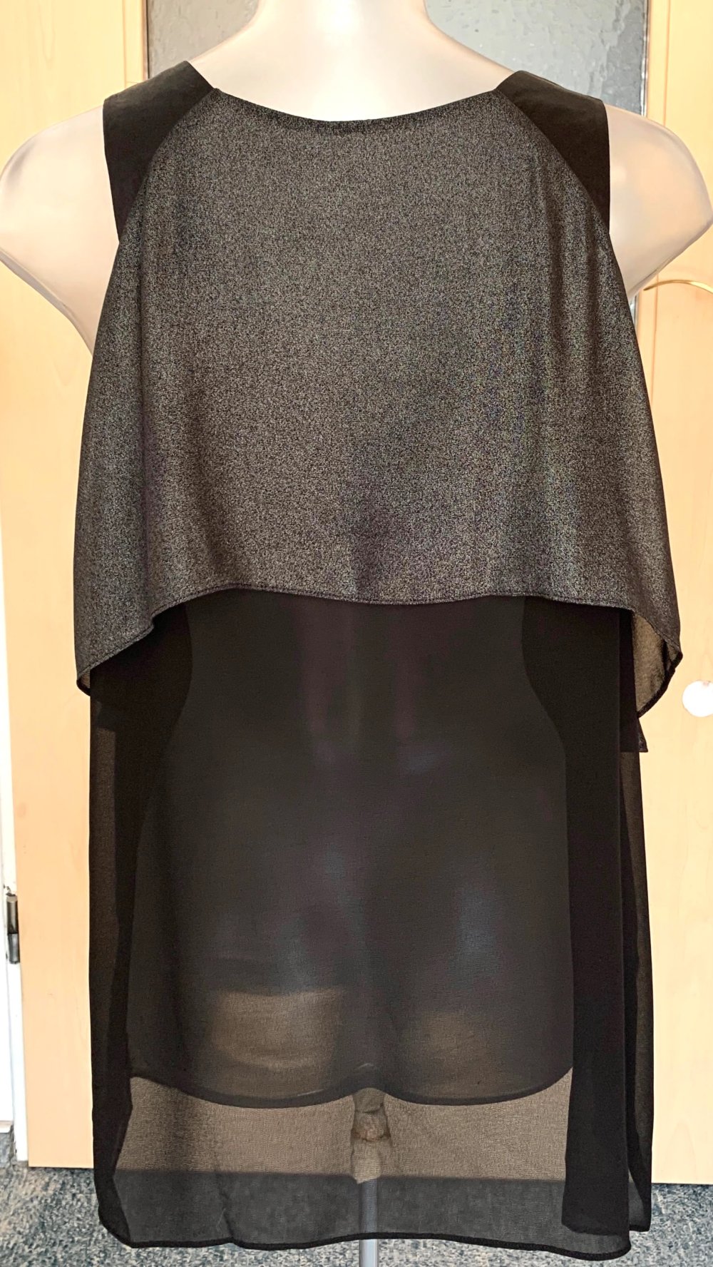 Damen Bluse Abend Lagenlook mit Volants Gr.M in Schwarz NW 