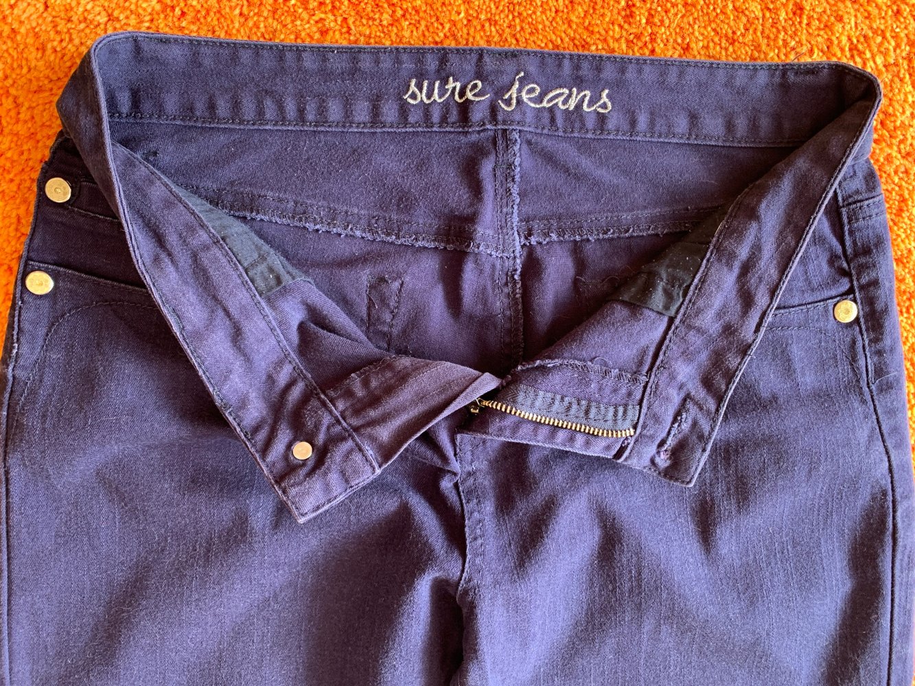 Damen Hose Jeans 7/8 Stretch Gr.38 in dunkel lila von Sure Jeans NW