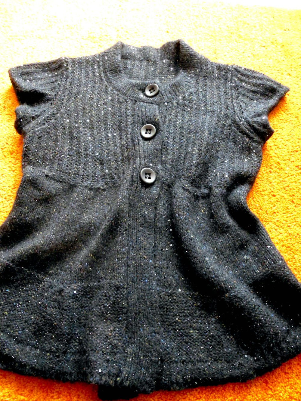 Damen Jacke Strickjacke mit Pailletten Gr.36 Schwarz/Braun Sem Per Lei 