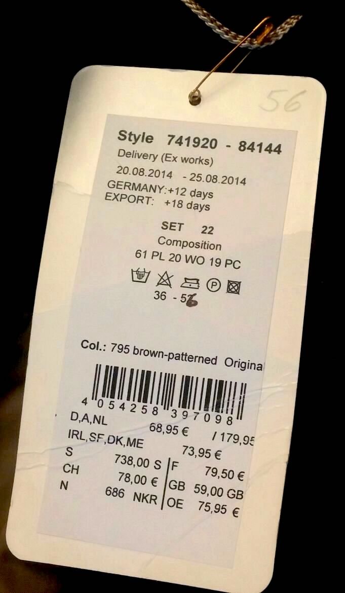Damen Mantel Gehrock aus Wollmix Gr.38 Braun/Schwarz von Kirsten (NP: 179,95€)