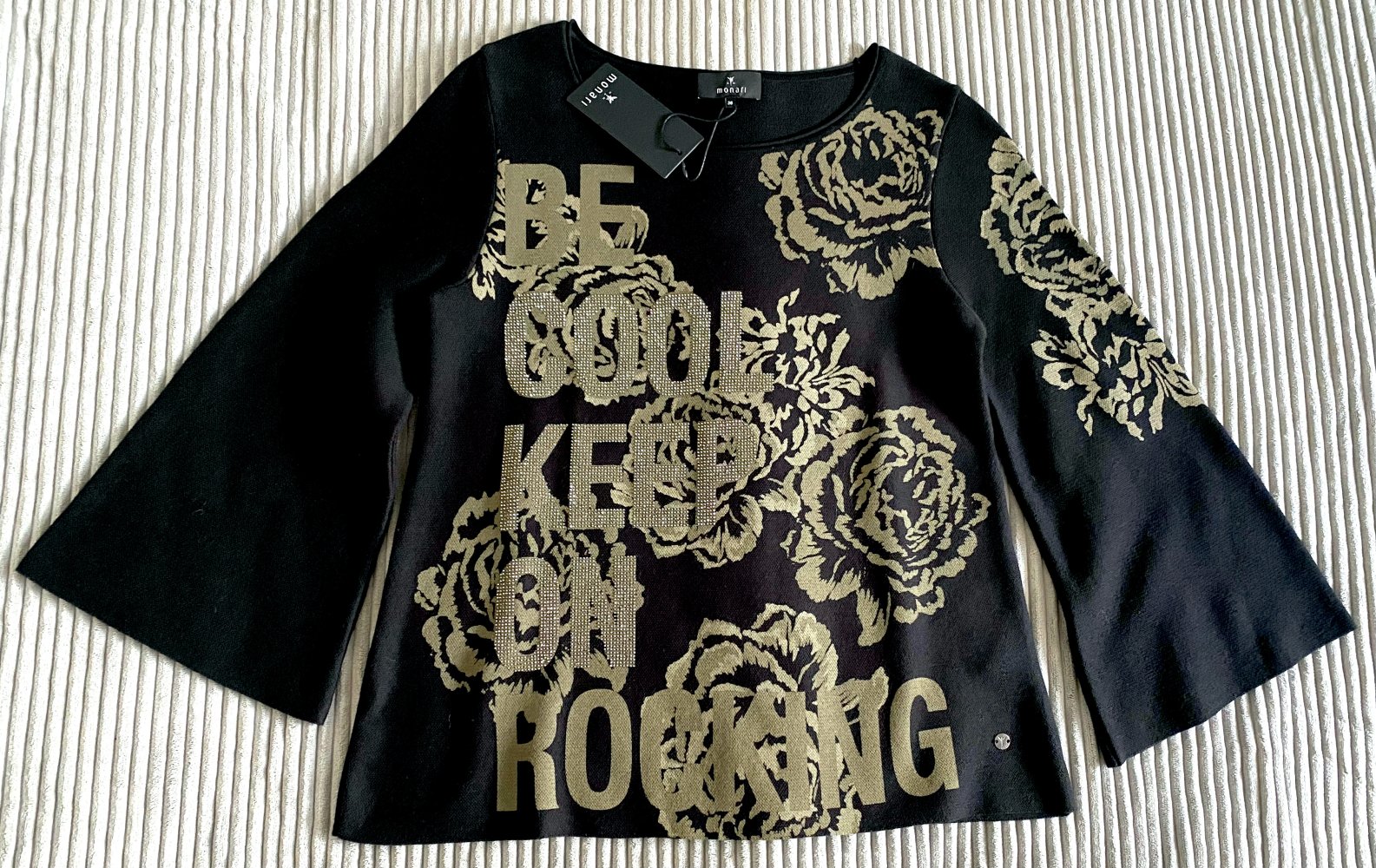 NEU Damen Pullover mit Glitzer-Motiv Gr.36 in Schwarz von Monari P.99,99€