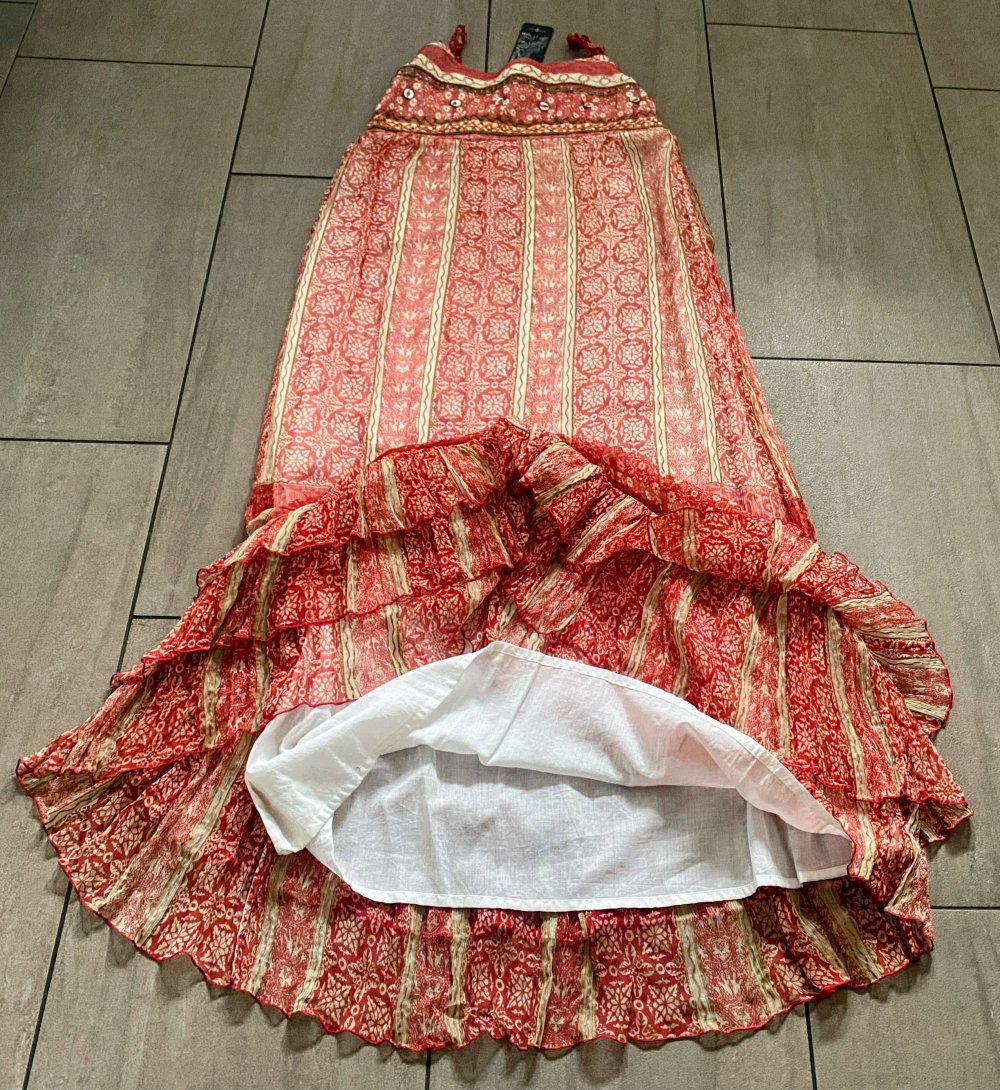 NEU Damen Kleid Sommer Maxi Stufen Gr.S in Rot Multi Floral von SurKana