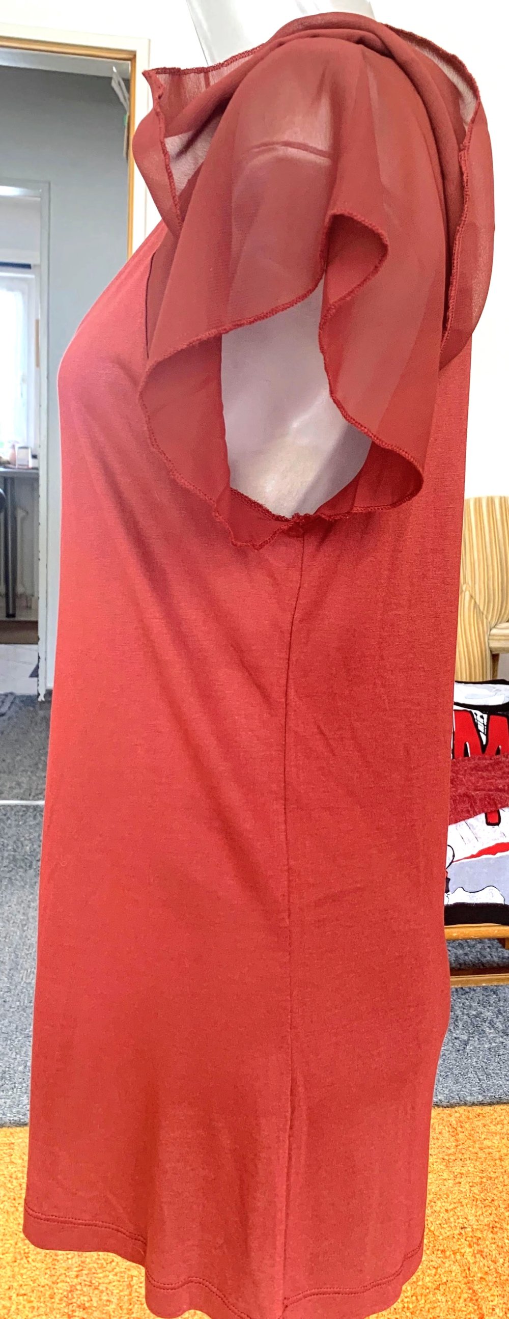 Damen Shirt Sommer Tunika mit Flügelärmeln Gr.M Ziegel Fresh Mode Collection NW 