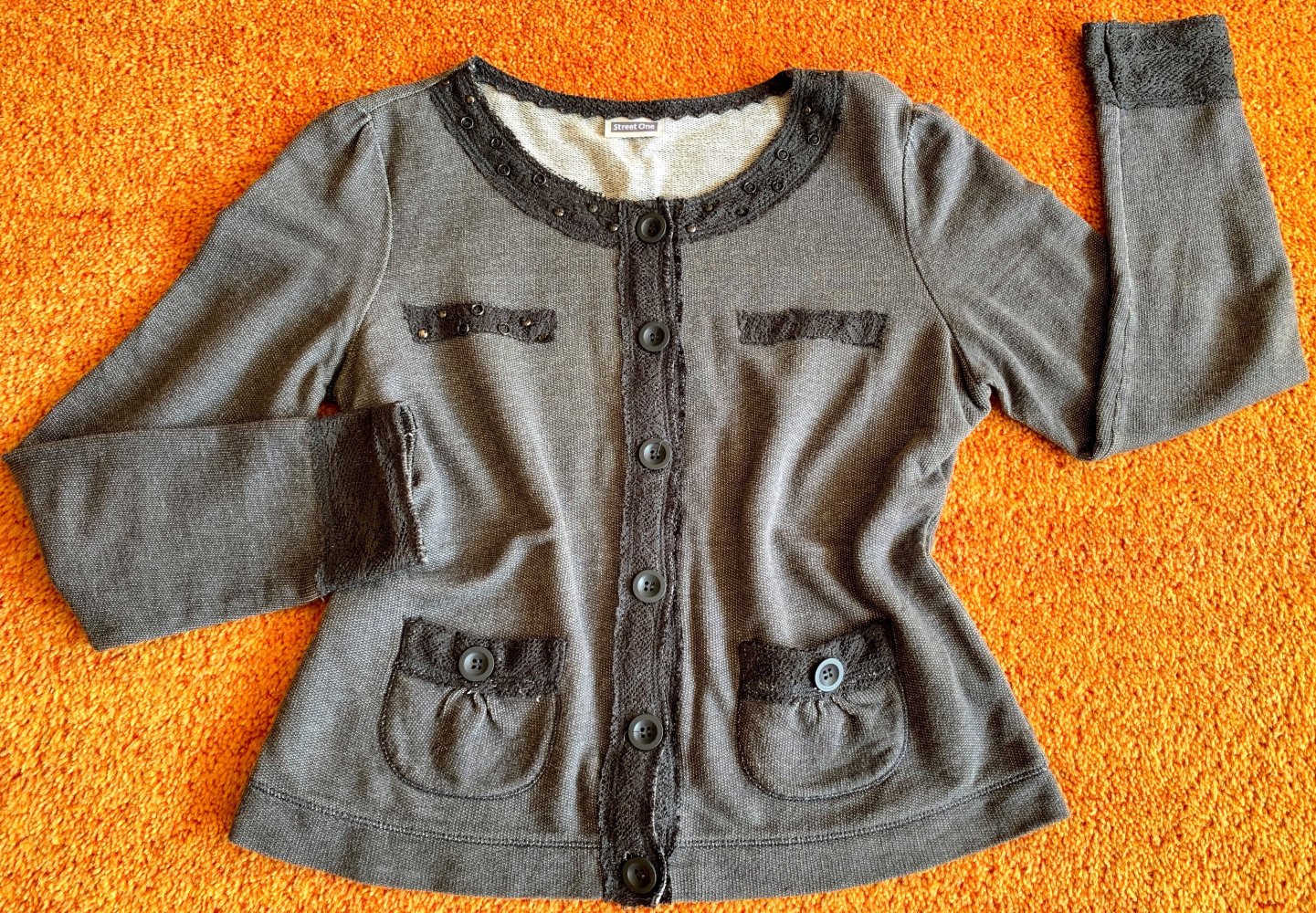 Damen Jacke Strick mit Pailletten Gr.S in Grau von Street One NW