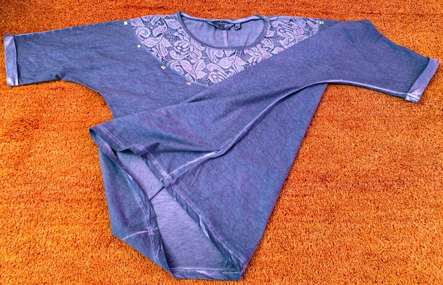 Damen Shirt Sommer Jersey mit Spitze Gr.M Grau/Lila Urban Subface NW 