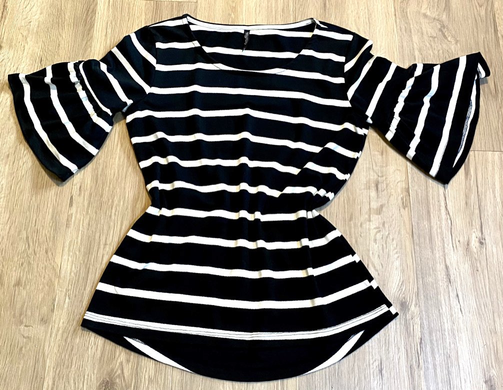 Damen Shirt Pullover gestreift Gr.S Schwarz/Weiß Laura Torelli 