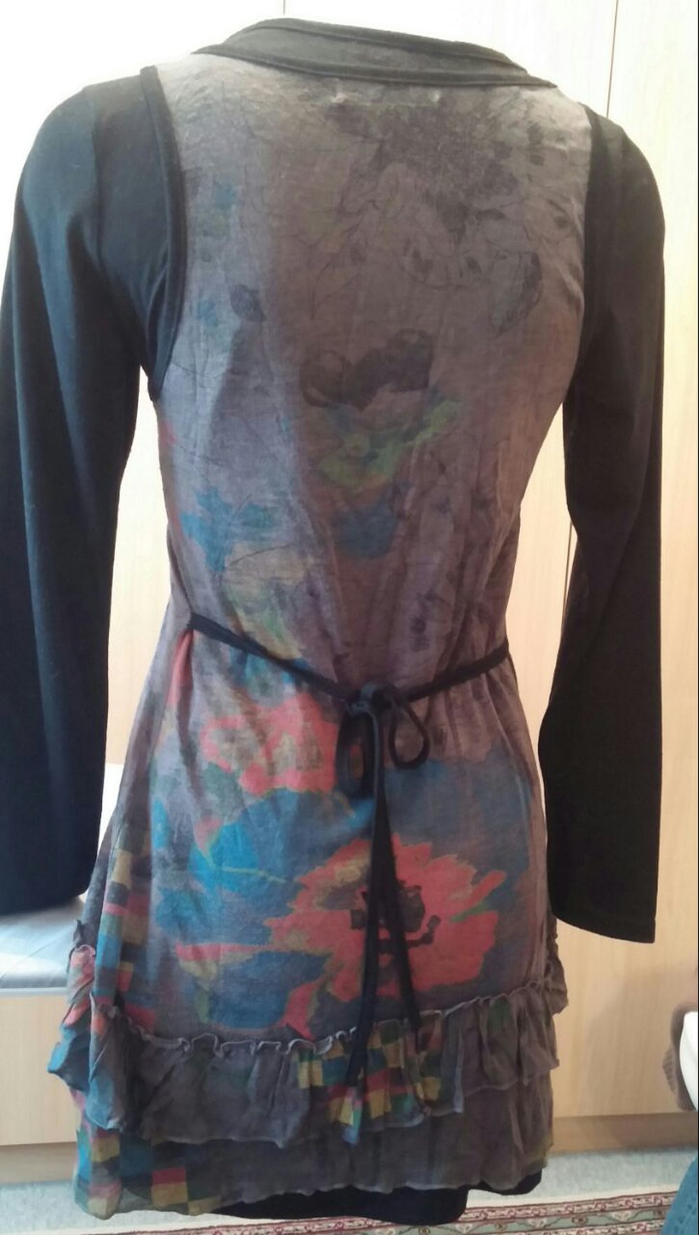 Damen Kleid Lagenlook Tunika Gr.S Mehrfarbig in Floral Print