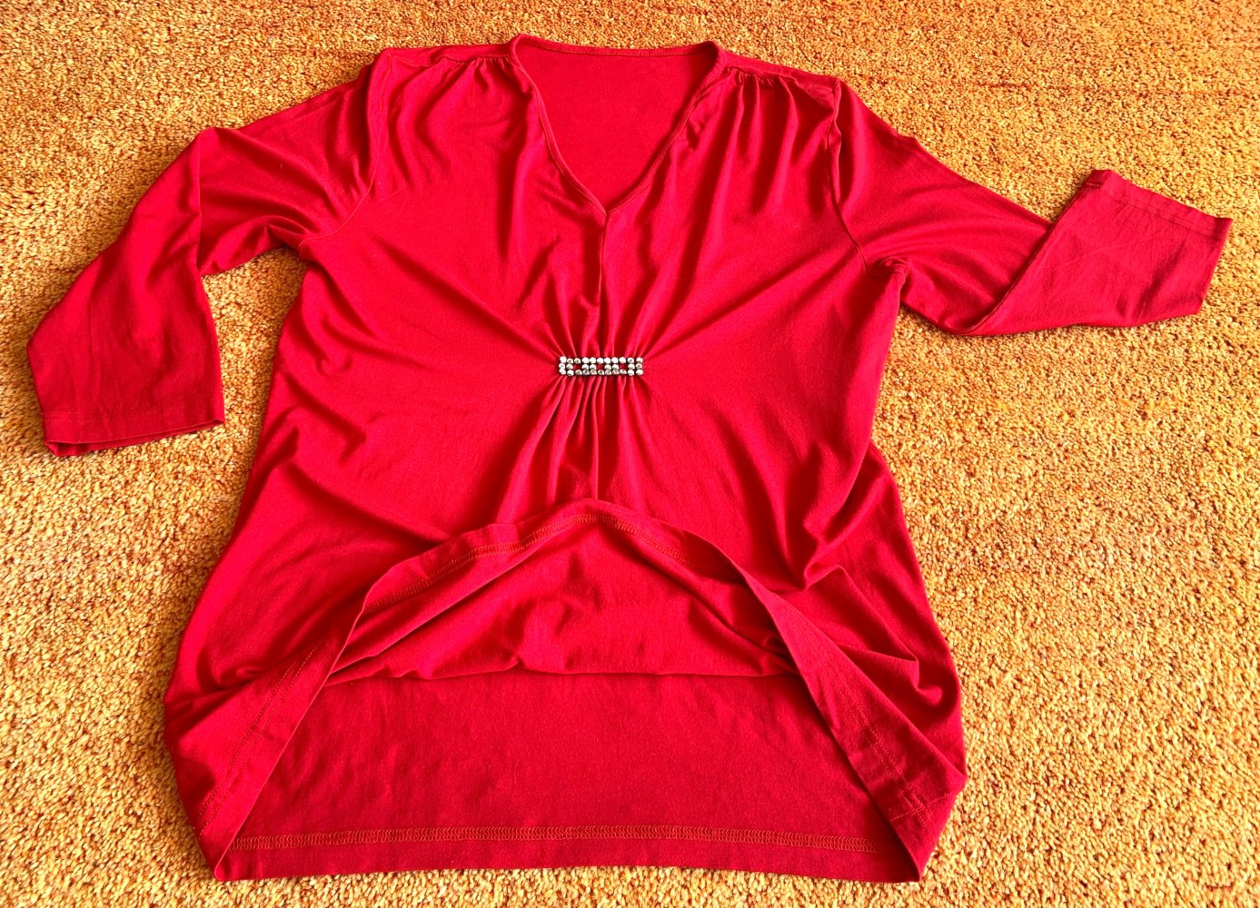 Damen Shirt Jersey Longshirt Glitzer Gr.M in Rot NW 