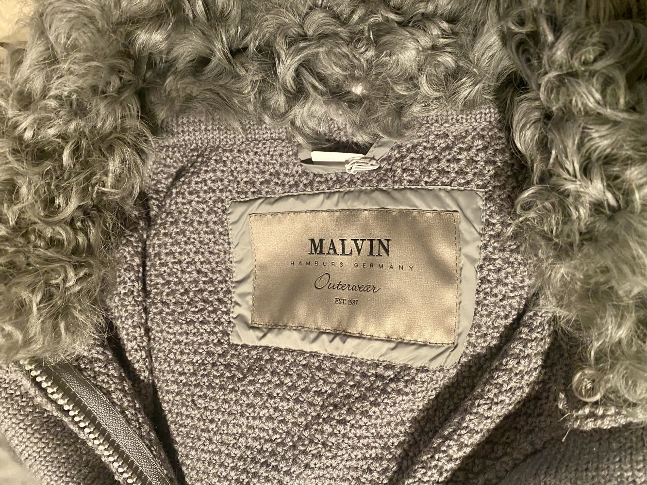 NEU Damen Jacke Strick Steppjacke mit Fellkragen Gr.S in Grau von MALVIN