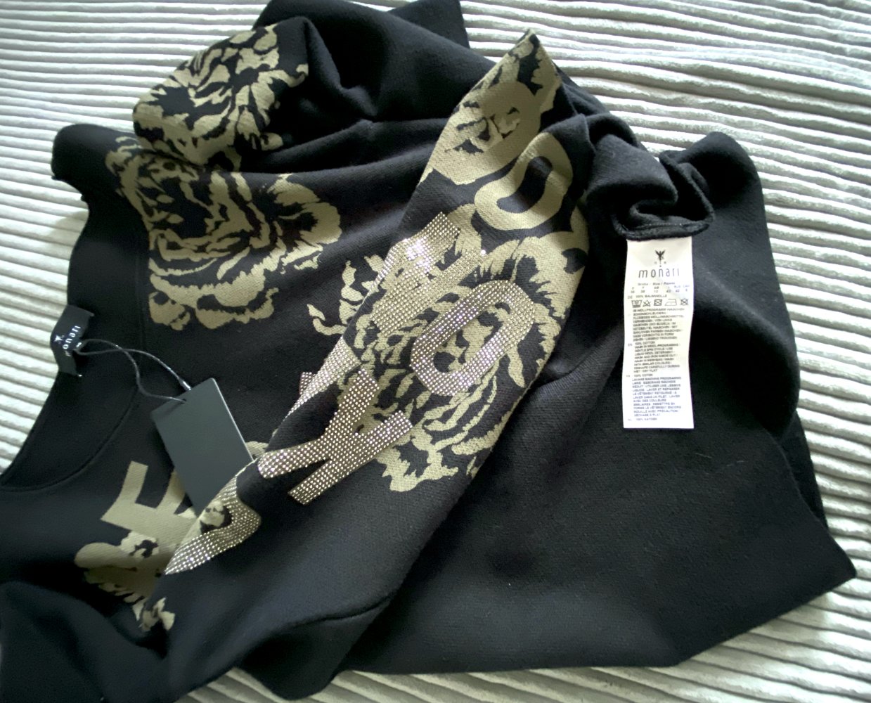 NEU Damen Pullover mit Glitzer-Motiv Gr.36 in Schwarz von Monari P.99,99€