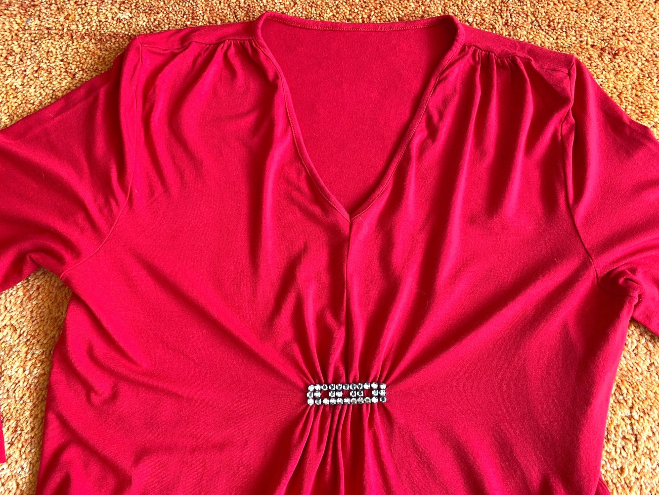 Damen Shirt Jersey Longshirt Glitzer Gr.M in Rot NW 