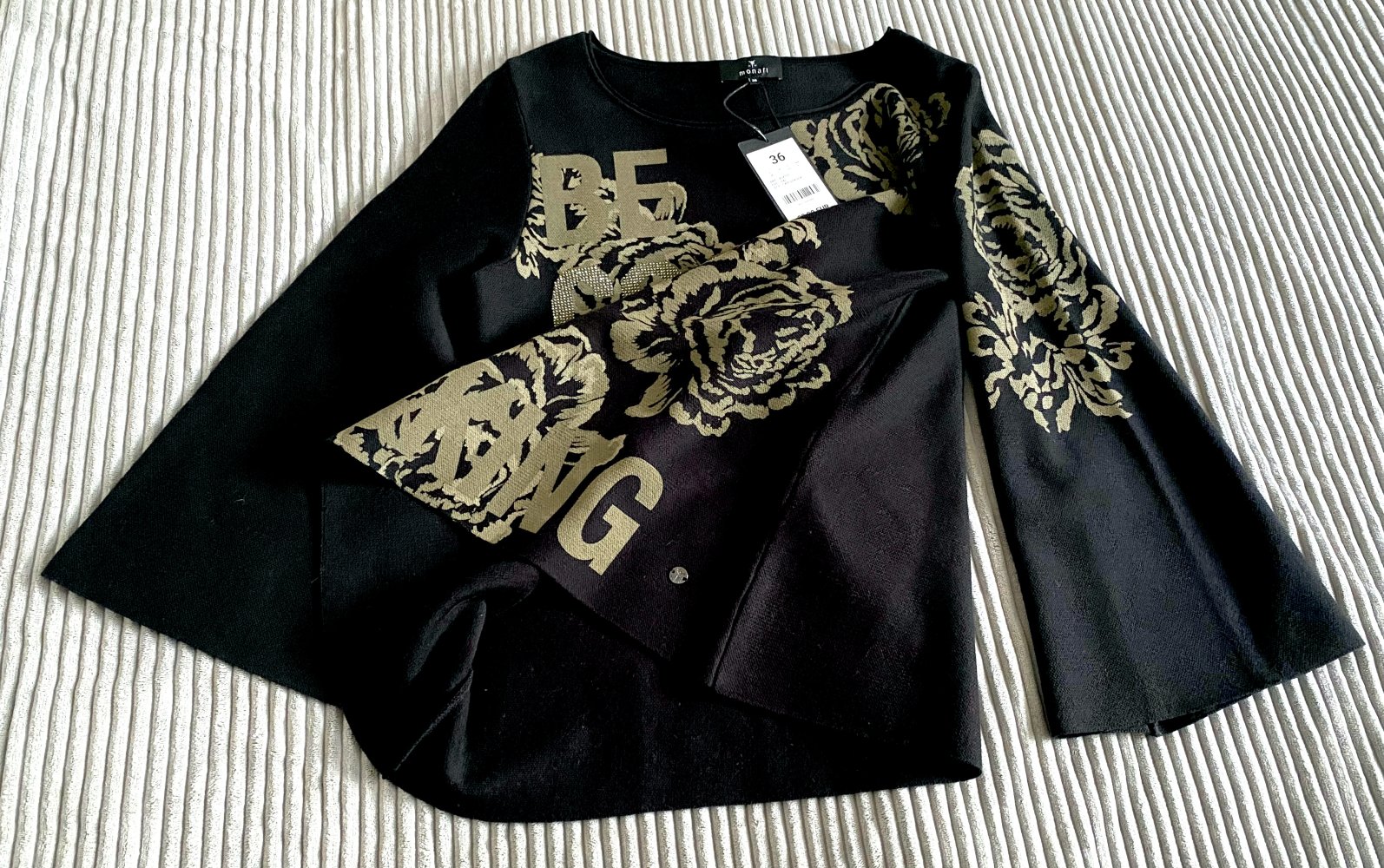 NEU Damen Pullover mit Glitzer-Motiv Gr.36 in Schwarz von Monari P.99,99€ 