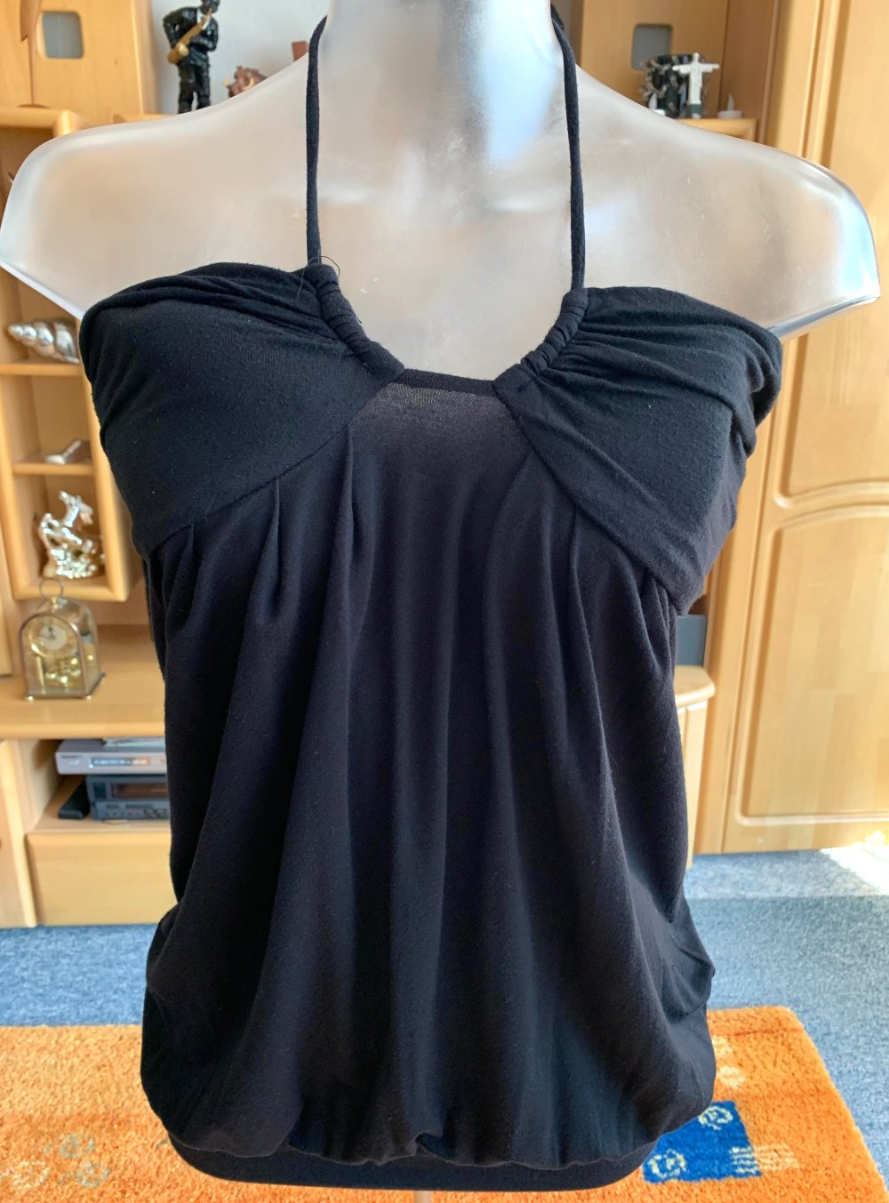 Damen Tunika Shirt Jersey Schulterfrei Gr.36 Schwarz von Amisu