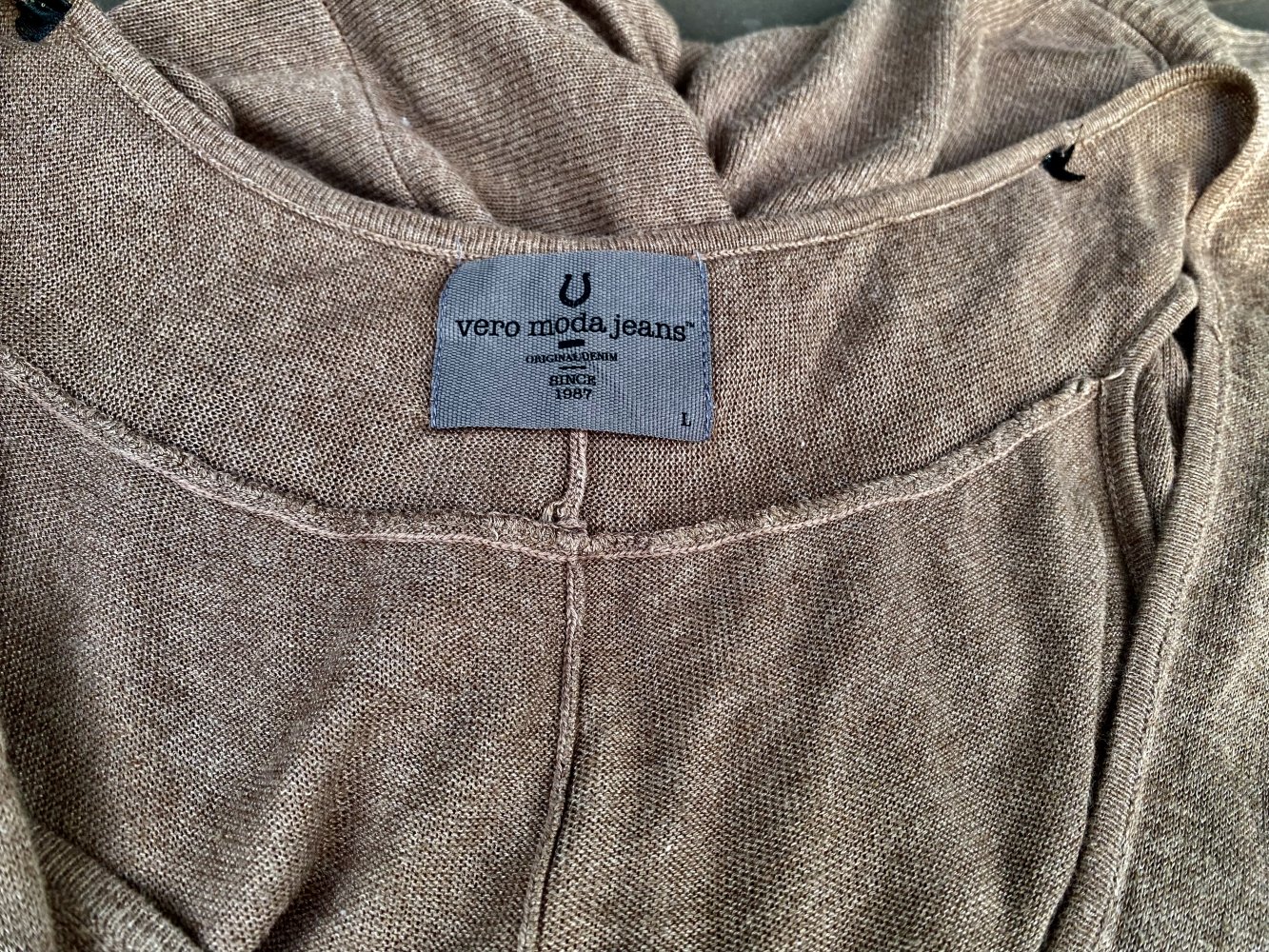 Damen Kleid Longtop ärmelloser Pullover Gr.L Braun von Vero Moda Jeans 