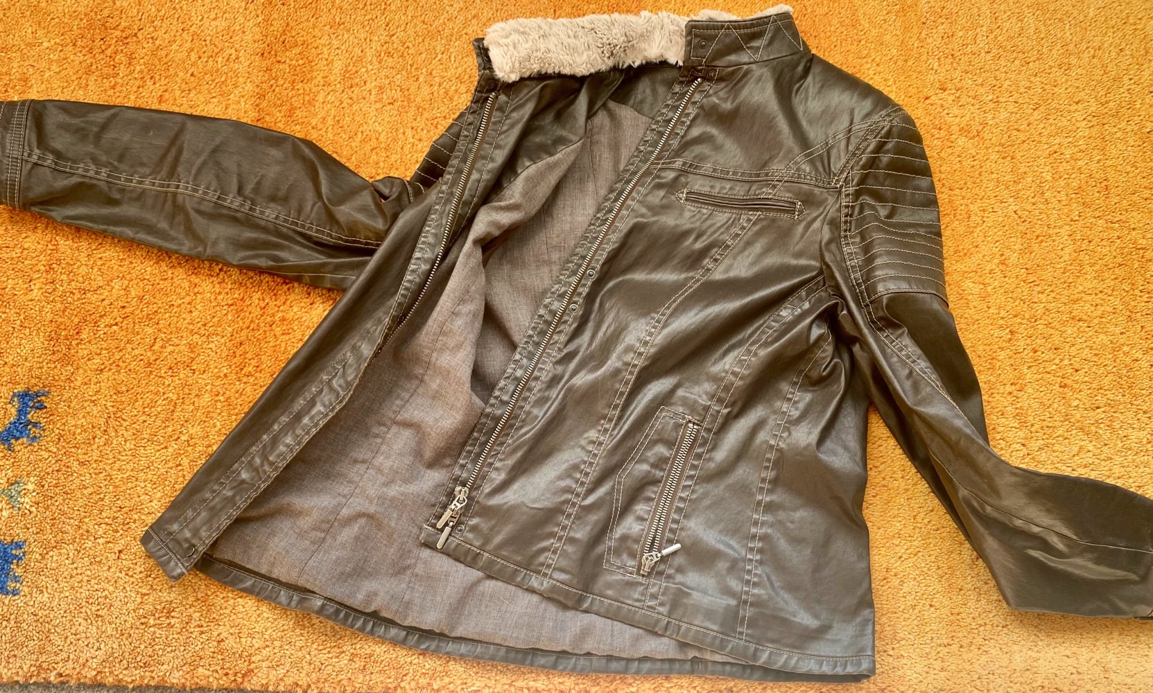 NEU Damen Jacke Lederimitat Gr.42 in Graubraun von Apanage P.179,95€ 